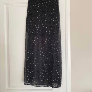 Black Polka Dot Sheer Maxi Skirt - one size